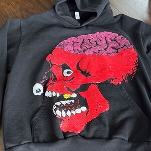 Ransom Puff Print Skull Black Hoodie with Red Skull Graphic made in the USA